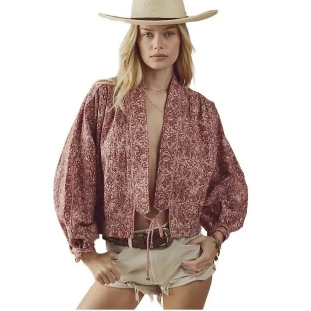 Free People Red Patterned Blouse - image 3